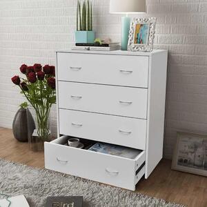Komoda s 4 ladice 60 x 30 5 x 71 cm bijele - Bijela 1 Bijela