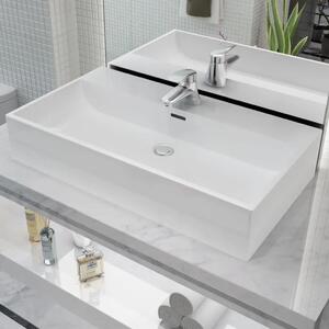 Lavabo - Umivaonik s Poklopcem za Slivnik Keramički Bijeli 76 x 42 5 x 14 5 cm - Bijela 76 x 42.5 x 14.5 cm Bijela 76 x 42.5 x 1