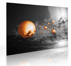Staklena slika narančastih apstraktnih kugli (70x50 cm)