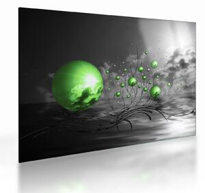 Staklena slika zelenih apstraktnih kugli (70x50 cm)