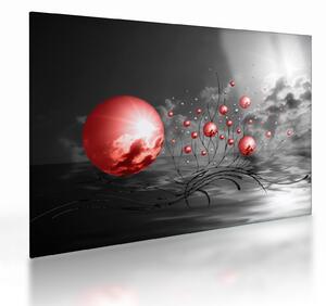 Staklena slika crvenih kugli (70x50 cm)