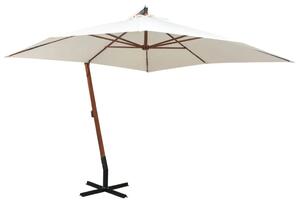 Viseći suncobran 300 x 300 cm s drvenim stupom bijeli - Bijela 3 x 3 m 1 Bijela