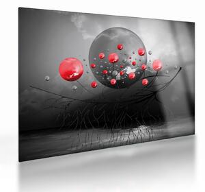 Staklena slika crvenih apstraktnih kugli (70x50 cm)