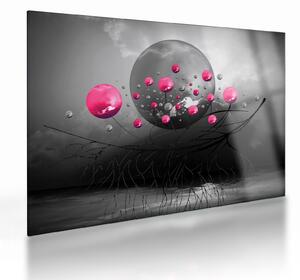 Staklena slika ružičastih apstraktnih kugli (70x50 cm)
