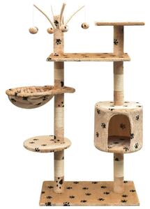 Penjalica Grebalica za Mačke sa Stupovima od Sisala 125 cm Bež s Otiskom Šapa - Bež s otiskom šapa 96 x 35 x 125 cm Bež s otisko