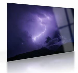 Staklena slika - ljubičasto nebo i munja (70x50 cm)