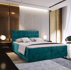 Tapecirani boxspring krevet GLORIEN VELVET 140x200 cm tirkizna Madrac: Bonell opružni madrac