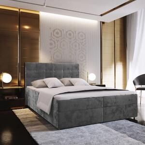 Tapecirani krevet boxspring GLORIEN VELVET 180x200 cm siva Madrac: Bonell opružni madrac