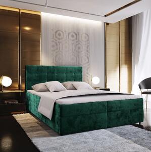 Tapecirani boxspring krevet GLORIEN VELVET 160x200 cm tamno zelena Madrac: Bonell opružni madrac