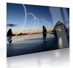 Staklena slika - plaža kod zalaska sunca (70x50 cm)