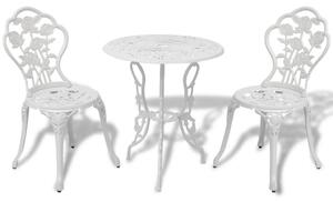 3-dijelni bistro set od lijevanog aluminija bijeli - Bijela 3 Bijela