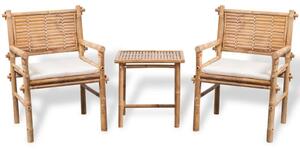 3-dijelni bistro set od bambusa s jastucima