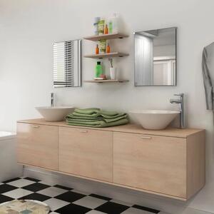10-dijelni set kupaonskog namještaja Lavabo - Umivaonika i slavine bež - Bež Model 4 1 Bež