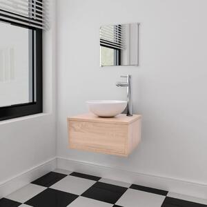 3-Dijelni Komplet Namještaja za Kupaonicu sa Lavabo - Umivaonikom Bež - Bež 40 x 34 x 20 cm 3 1