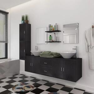 9-dijelni Crni Komplet Namještaja za Kupaonu sa Lavabo - Umivaonikom - Crna 150 x 45 x 45 cm 9 1