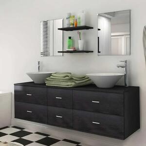 7-Dijelni Set Namještaja za Kupaonicu sa Lavabo - Umivaonikom Crni - Crna 150 x 45 x 45 cm 7 1