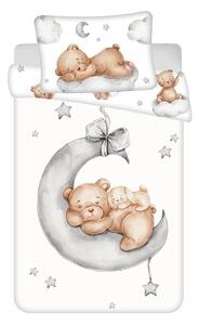 Bijela pamučna dječja posteljina za dječji krevetić 100x135 cm Teddy Bear "Ribbon" – Jerry Fabrics