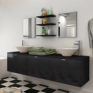 10-dijelni set kupaonskog namještaja Lavabo - Umivaonika i slavine crni - Crna Model 4 1 Crna