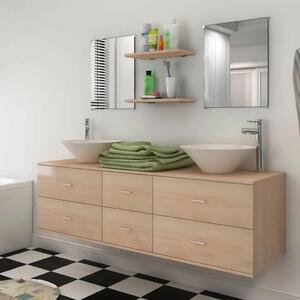 7-Dijelni Set Namještaja za Kupaonicu sa Lavabo - Umivaonikom Bež - Bež 150 x 45 x 45 cm 7 1