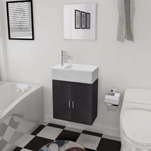 3-Dijelni Komplet Namještaja za Kupaonicu s Lavabo - Umivaonikom Crni - Crna 48 x 25 x 48 cm 3 1