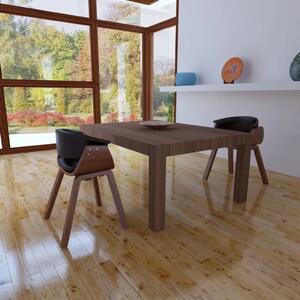 Blagovaonske stolice 2 kom od zaobljenog drva i umjetne kože - black and dark brown 2 Black and dark brown 2