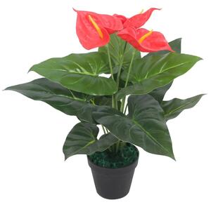 Umjetna biljka Anturijum s posudom 45 cm crveno-žuta - Crvena 1 anturij / 45 cm Crvena