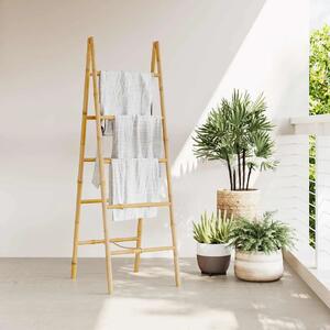 Duple Ljestve za Ručnike s Pet Šipki Bambus 50x160 cm - Smeđa 50 x 50 x 157 cm 50 x 50 x 157 cm Smeđa