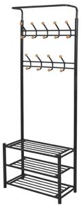 Vješalica za Odjeću s Policama za Obuću 68x32x182 5 cm Crna - Crna 1 Crna