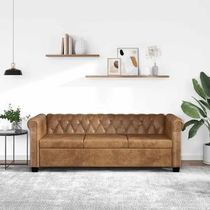 Trosjed Chesterfield od umjetne kože smeđi - Smeđa 1 Trosjedi Trosjedi