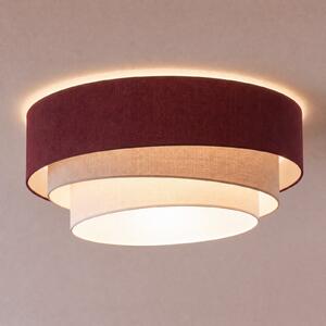 Duolla Stropna lampa Trio, tamnocrvena/bež, Ø 60 cm, tkanina, E27, Crvena, Kuhinja, Tkanina / tekstil