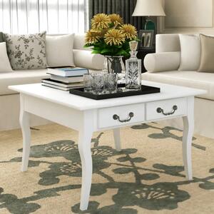 Stol za kavu s 4 ladice bijeli - Bijela 80 x 80 x 50 cm 1 Bijela