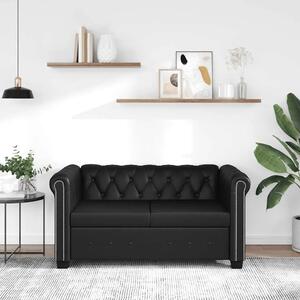 Dvosjed Chesterfield od umjetne kože crni - Crna 1 Dvosjedi Crna