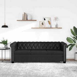 Trosjed Chesterfield od umjetne kože crni - Crna 1 Trosjedi Crna