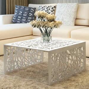 Stolić za Kavu Srebrni Geometrijski Dizajn Aluminij