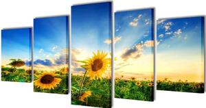 Zidne Slike na Platnu Set s Printom Suncokreta 200 x 100 cm - 200 x 100 cm 1 Suncokret 200 x 100 cm