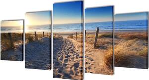 Zidne Slike na Platnu s Printom Pješčane Plaže 100 x 50 cm - 100 x 50 cm 1 Pješčana plaža 100 x 50 cm