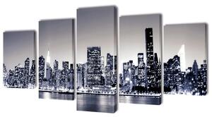 Zidne Slike na Platnu Monokromatski Set s Printom New York 200 x 100 cm - 200 x 100 cm 1 Jednobojni New York 200 x 100 cm