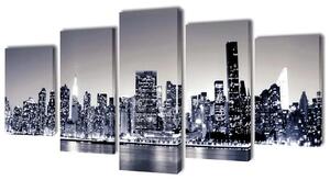 Monokromatski set slika na platnu panorama New Yorka 100 x 50 cm - 100 x 50 cm 1 Jednobojni New York 100 x 50 cm