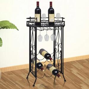 Stalak za Vino s Držačem Čaša za 9 Boca Metalni - 46 x 28.5 x 77.5 cm 1 1 1