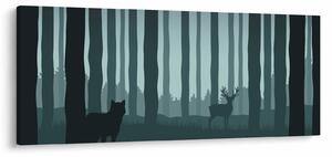 Slika - Jelen z volkom v skalah (120x50 cm)