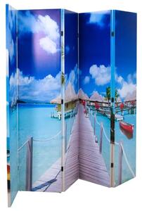 Paravan - Sklopiva sobna pregrada s uzorkom plaže 200 x 170 cm - Plava 5 Plava 5