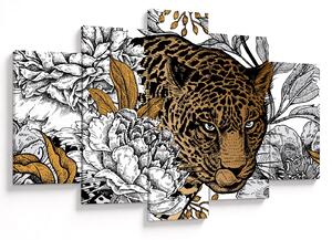 Slika - Leopard med rožami (150x105 cm)