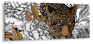 Slika - Leopard med rožami (120x50 cm)