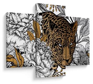 Slika - Leopard med rožami (90x60 cm)