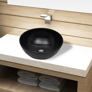 Keramički Lavabo - Umivaonik Crni Okrugli - Crna 32.5 x 14 cm Crna 32.5 x 14 cm
