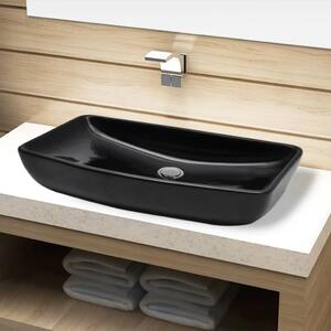 Keramički Kupaonski Lavabo - Umivaonik Crni Pravokutni - Crna Crna