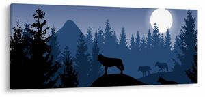 Slika - Krdel volkov pod polno luno (120x50 cm)