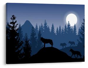 Slika - Krdel volkov pod polno luno (70x50 cm)