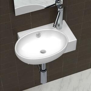 Keramički Lavabo - Umivaonik sa rupom za slavinu i otvorom protiv prelijevanja bijeli - Bijela Bijela