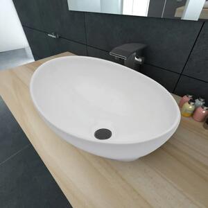 Luksuzni keramički ovalni Lavabo - Umivaonik bijeli 40 x 33 cm - Bijela Bijela